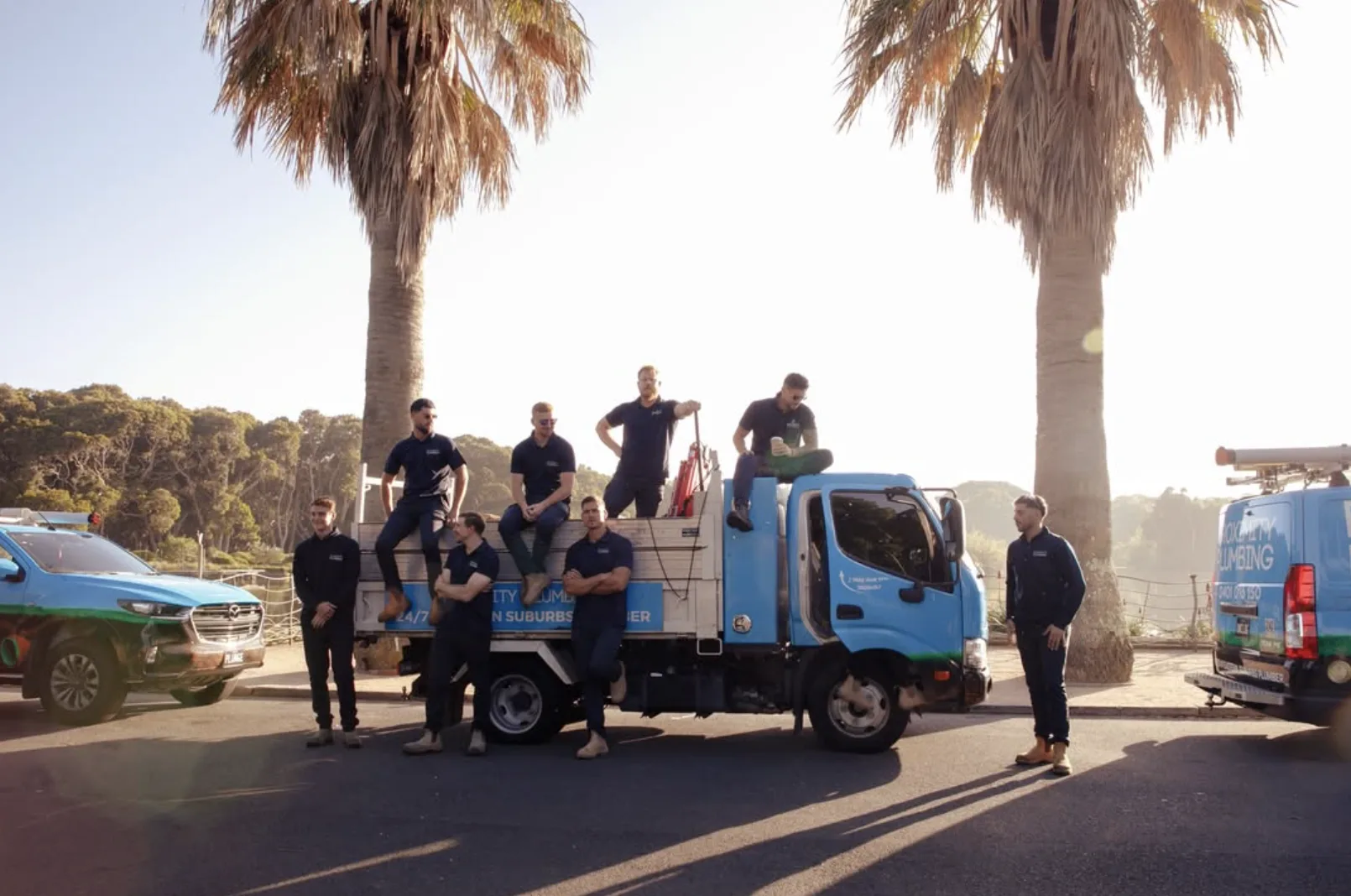 The local team with their service truck